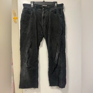 Kirkland Dark Gray Corduroy loose Pants Costco Pizza Alt Punk Basic 90s Style
